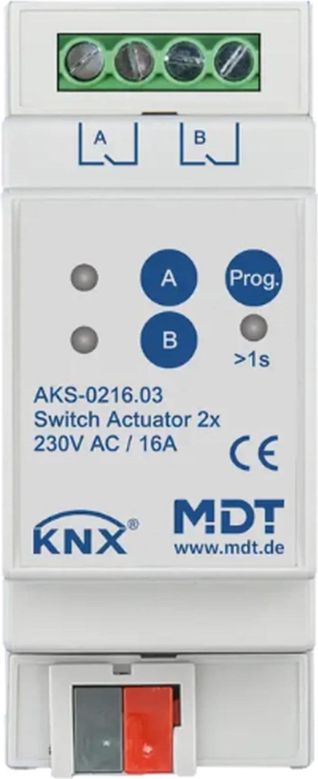 MDT KNX schakelactor 2-voudig met REG-functie, C-belasting, 16A