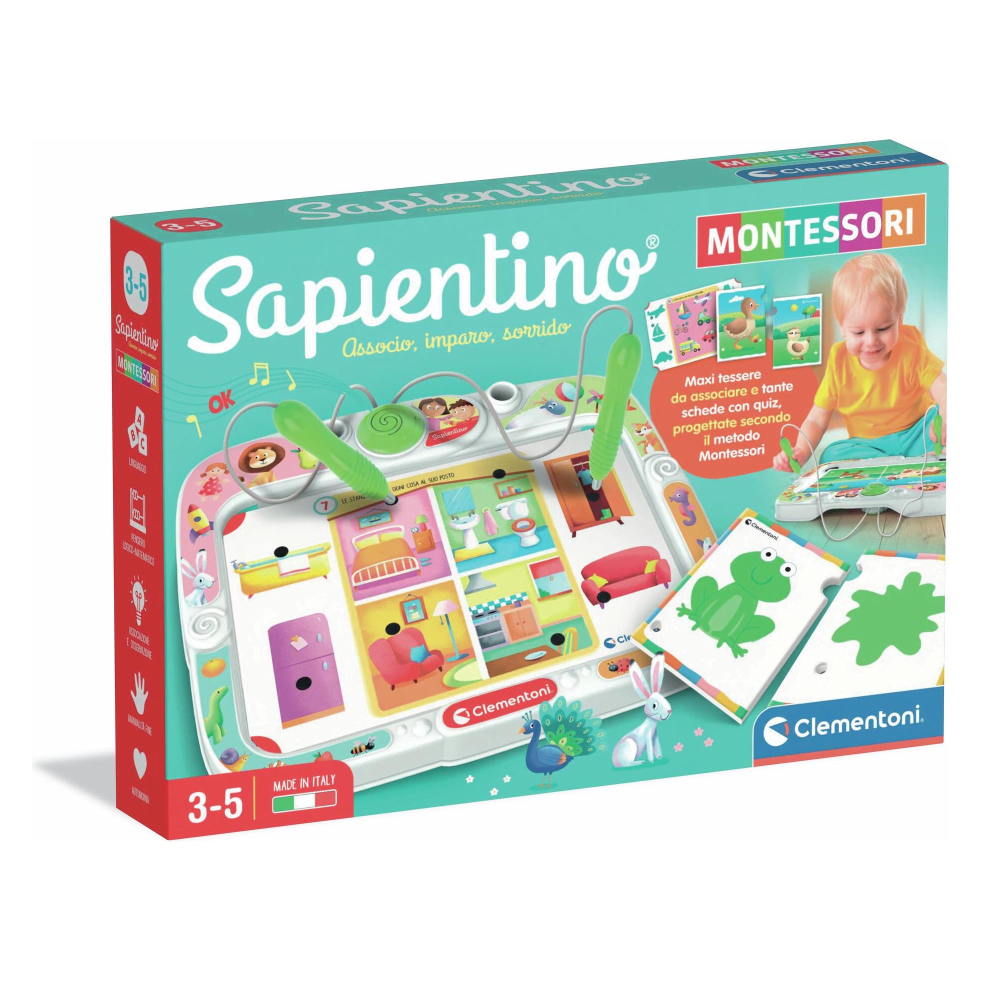 Clementoni Sapientino Montessori Bench with Activity Cards Pens, Educational Game 3 Years, Interac (Italienisch, 2 - 4 Jahre) (16467)