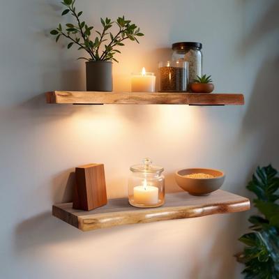 Greenage Acacia Wood Shelf with Live Edge