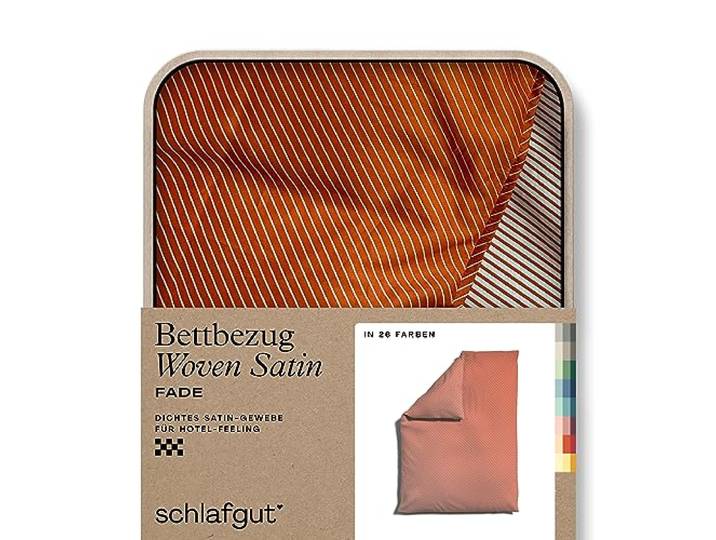 schlafgut Woven Fade Satin Bettwäsche 135x200cm gestreift Bettdecke Bezug einzeln, Red Fade in Hotelqualität mit 100% Baumwolle