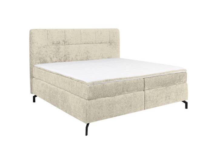 Boxspringbett, Champagner, 160x200 cm, Textil, Topper Durchgehend, Modern