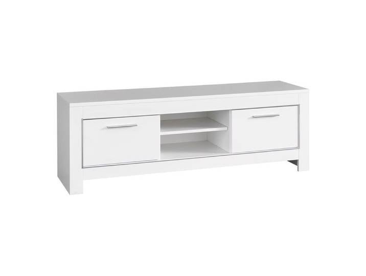 DENAE - Meuble TV 2 Portes L160cm Laqué Blanc Brillant