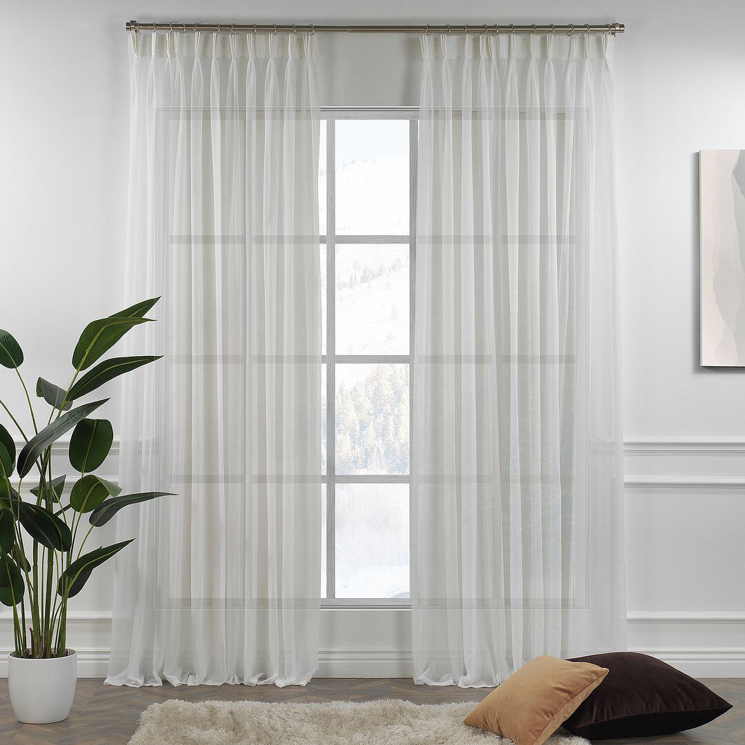 Noine Home Deco Sheer Single Curtain Panel Cream 130cm Width x 475cm Drop