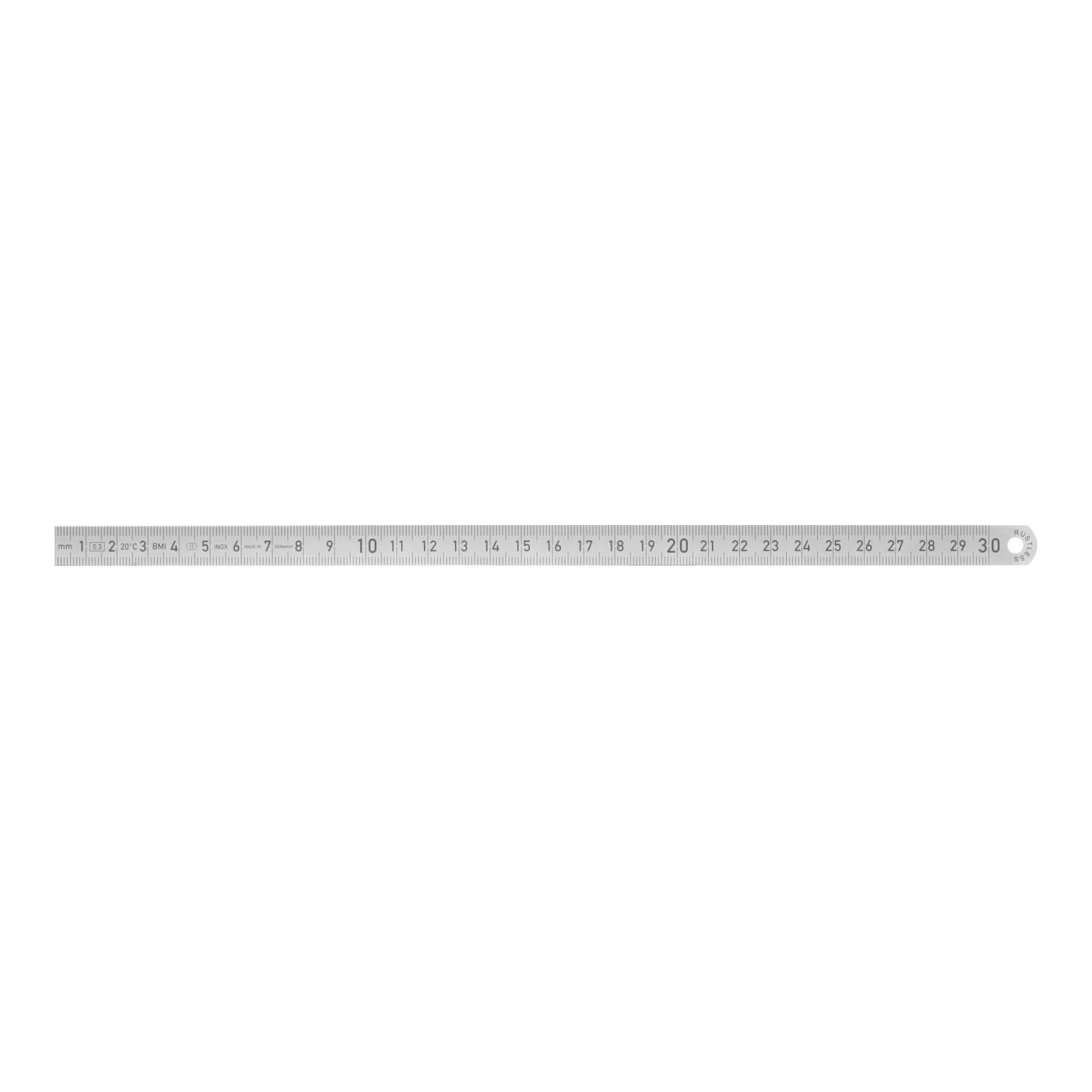 HOLEX Stahlmaßstab biegsam schmal rostfrei mattiert mit einseitiger Teilung 500 mm (461796 500)