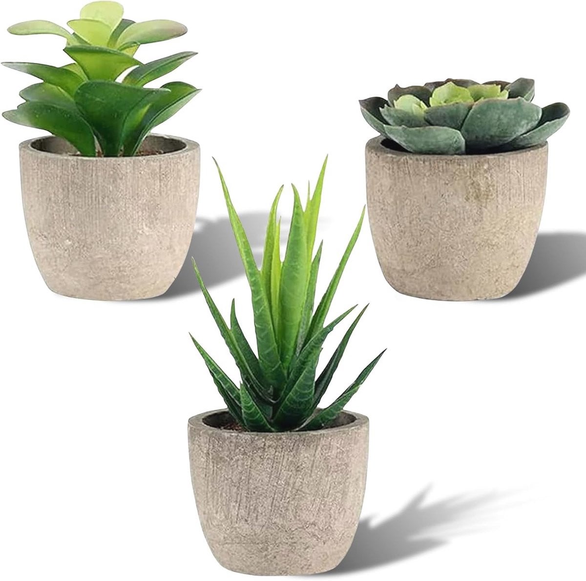 Set van 3 kunstvetplanten met potten voor decoratie van uw woonkamer, kantoor of badkamer