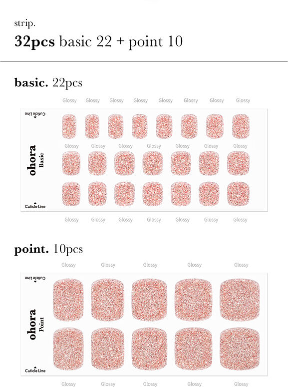 OHORA Semi Cured Gel Pedicure Strips P Diamant 30pcs