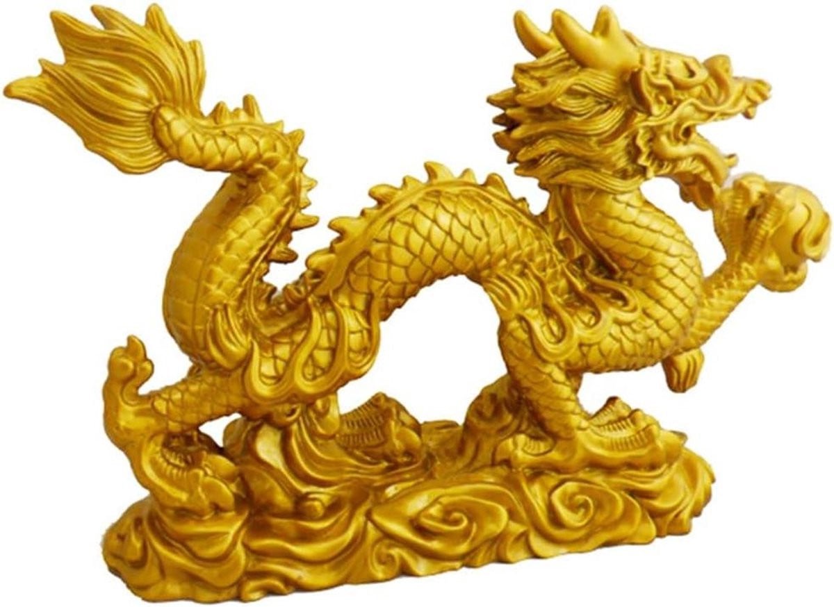 Gouden Draak Beeldje - Chinese Draak Decoratie voor op tafel
