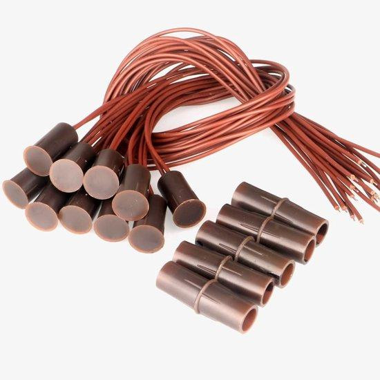Allecto Set van 10 Bruine Magnetische Contact Sensoren voor Veiligheidsraam en Deur met 10 mm Actieafstand