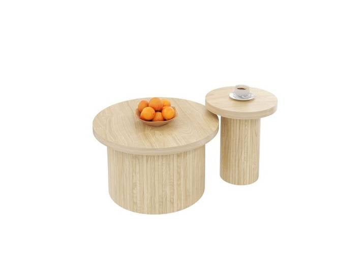 Nouvelle table basse épaissie au design moderne double table ronde table d'appoint en bois naturel. Table de salon