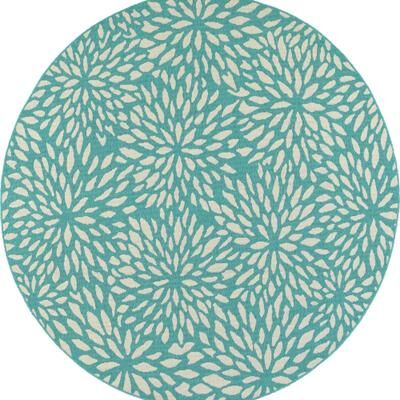 Style Haven Martinique Floral Petals Indoor Outdoor Aqua/ Off-White Area Rug