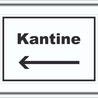 HB-Druck Kantine Schild mit Text und Richtungspfeil links essen und trinken waagerecht A0 (841x1189mm)