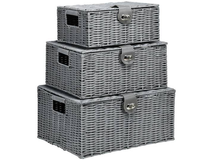 Homcom Aufbewahrungskorb 3er Set PP Metall Grau, 28.5x18x35.5 cm, Ordnen & Aufbewahren, Deko- & Aufbewahrungsboxen