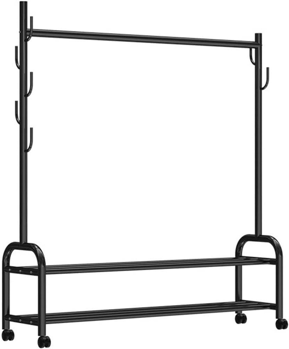 Zwart kledingrek op wielen met heavy duty ontwerp, Breedte: 60 cm