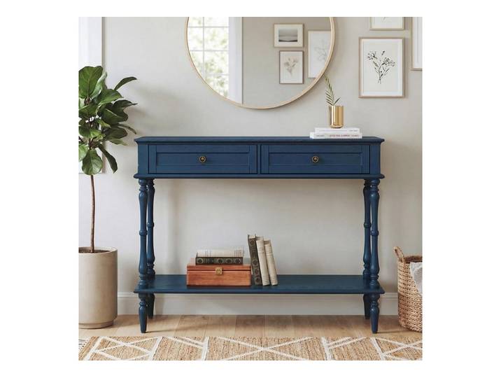 LuxusKollektion Konsolentisch Konsolentisch Blau Holz mit 2 Schubladen (1-St)