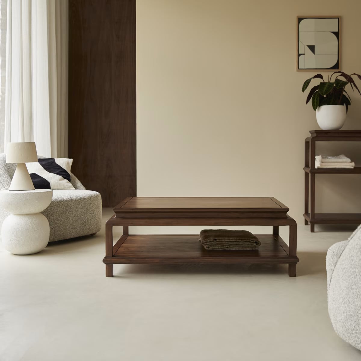 Tikamoon Achille Salontafel van massief acacia hout - Bruin - B: 115 cm, D: 78 cm, H: 40 cm