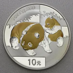 Silbermünze 1oz "Panda" 2008 (vergoldet) (China)