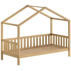 HAUSBETT Kapua Eiche massiv Natur Dachaufbau 90x200 inkl Lattenrost