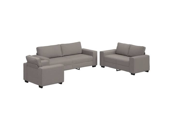 vidaXL Sofa 3-teiliges Sofa-Set mit Kissen, taupefarbener Stoff
