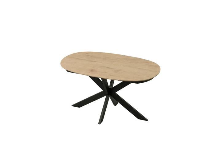 Mid.you Esstisch, Eiche, Metall, Holzoptik, oval, X-Form, Säule, 90x75x140 cm, ausziehbar, Esszimmer, Tische, Esstische, Esstische oval