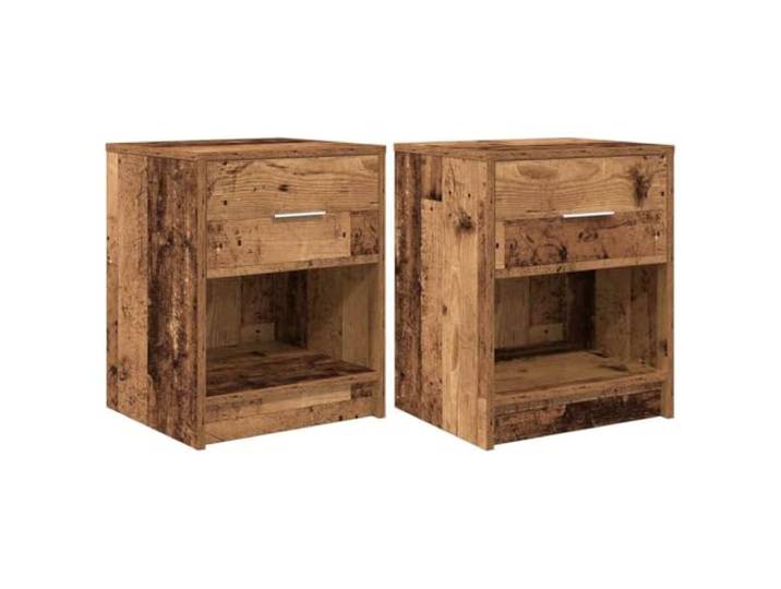 KUPTYERFG Nachttisch 2er Set mit Schublade Altholz-Optik 40x34x50 cm Kompakte Nachtkonsolen fürs Schlafzimmer im 2er Set. Praktischer Stauraum durch Schublade und langlebigen Holzwerkstoff.