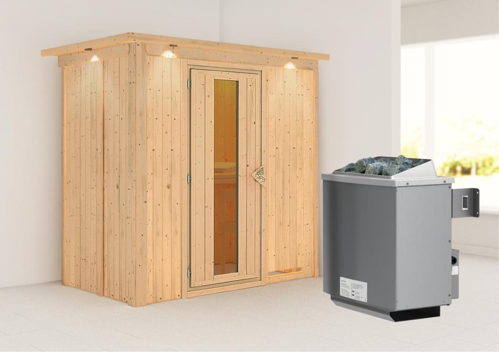 KARIBUHOLZT Sauna Variado( Front),9KW intr.Strg m.Isoliertür u.Dachk 09238919