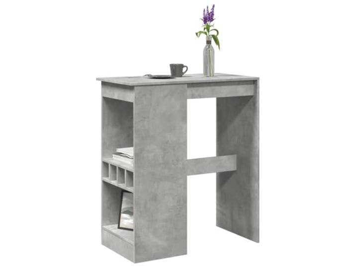 HEFZGDB Bartisch mit Regal Betongrau 90x47,5x103,5 cm Holzwerkstoff mit Vier Weinhaltern für Küche Wohnzimmer Essbereich Hochtisch Stehtisch langlebig pflegeleicht