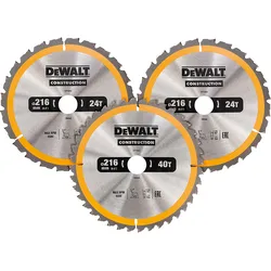 DEWALT CONSTRUCTION Kreissägeblatt-Set stationär ø 216mm 3-tlg. - DT1962-QZ