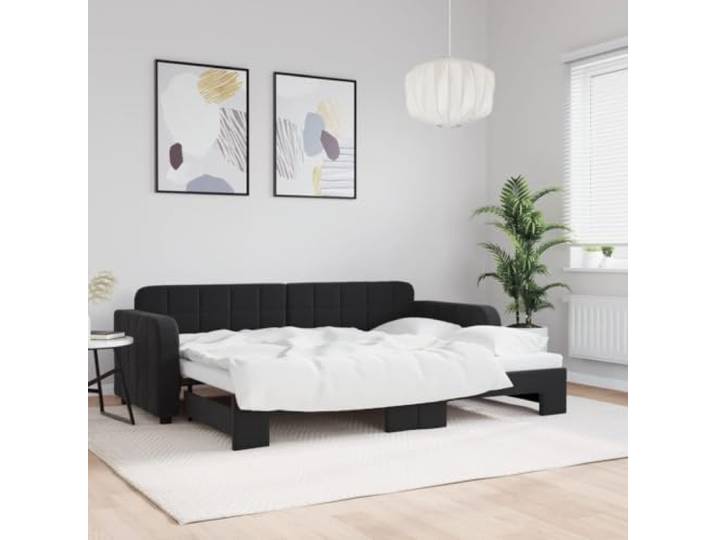 RJPLMFV Tagesbett mit Ausziehbett ohne Matratze, 80 x 200 cm Sofa 2-in-1, weicher Velours, Struktur aus Holz und Metall, Wohnzimmer oder Schlafzimmer