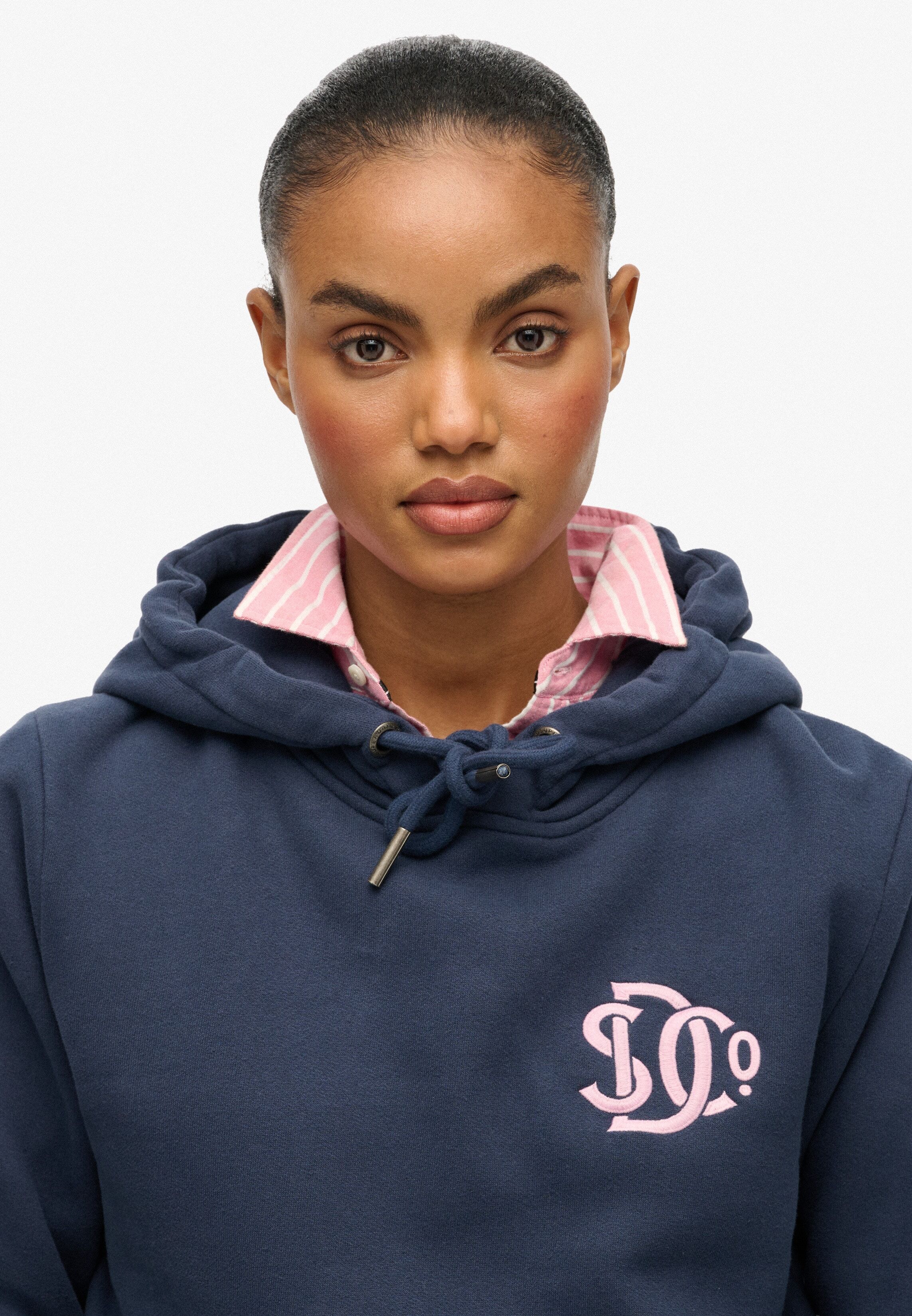 Kapuzensweatshirt SUPERDRY "Sd&co Neon Hood", Damen, Gr. S, navy, Sweatware, Obermaterial: 100% Baumwolle, unifarben, regular fit normal, Rundhals, Rippbündchen, Sweatshirts Kapuzensweatshirt navy S