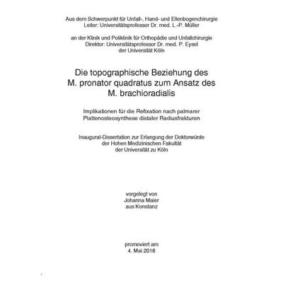 Maier, J: Plattenosteosynthese distaler Radiusfrakturen, Paperback von Maier Johanna, Apprimus, 978-3-86359-431-2