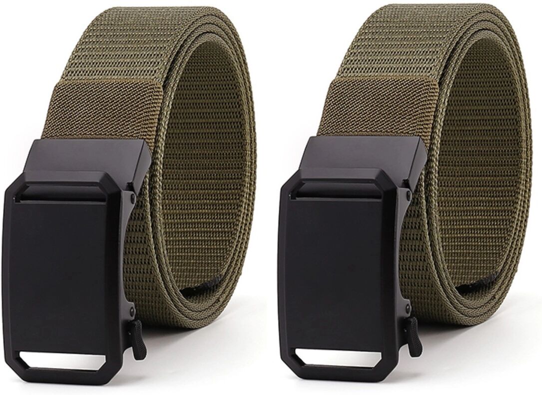 INF Taktischer Gürtel (2er-Pack) Elastischer Nylon-Gürtel mit Ratschen-Schnellverschluss, 1.5 inch Standardbreite, Bequemer Sitz Grün