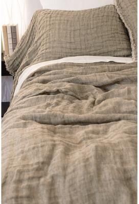 Amity Home Kenton, Linen Gauze, Kale/Natural, Bedspread