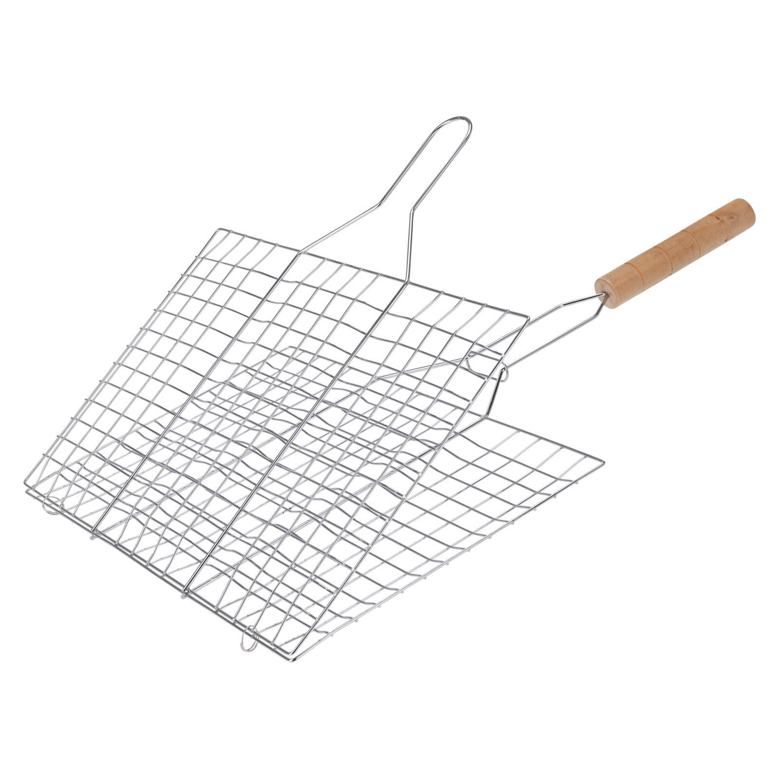 HAC24 Verchroomde BBQ-grillhouder voor vlees, vis, worstjes en groenten