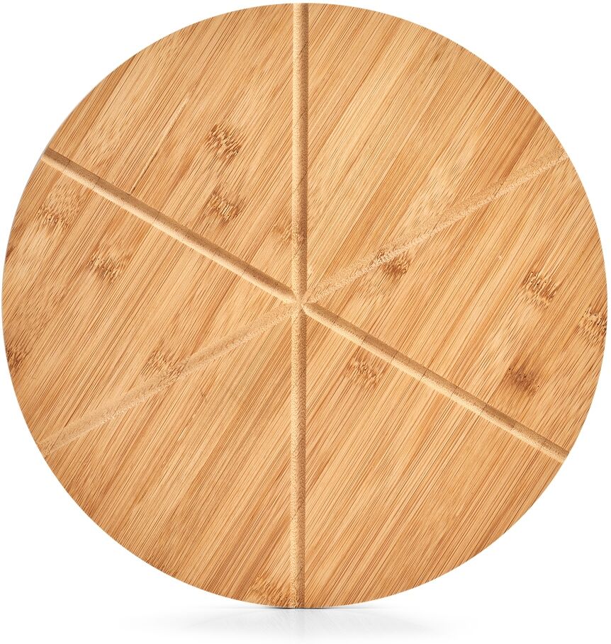 Pizzaschneidebrett ZELLER PRESENT, beige (natur), H:1,5cm Ø:32cm, Bambus, Metall, Schneidebretter, Pizzaschneidebrett, inkl. Pizzaschneider natur Ø 32cm