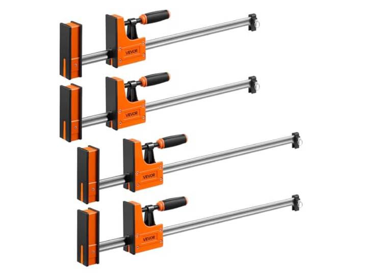 VEVOR Serre-joints à Barre 4 PCS Ouverture 60\,96 cm et 78\,7 cm Force 500 kg\, 2 Modes Pince/Écarteur\, Patins en Caoutchouc\, Poignée Ergonomique\, Barre en Acier au Carbone\, pour Travaux du Bois et Métal