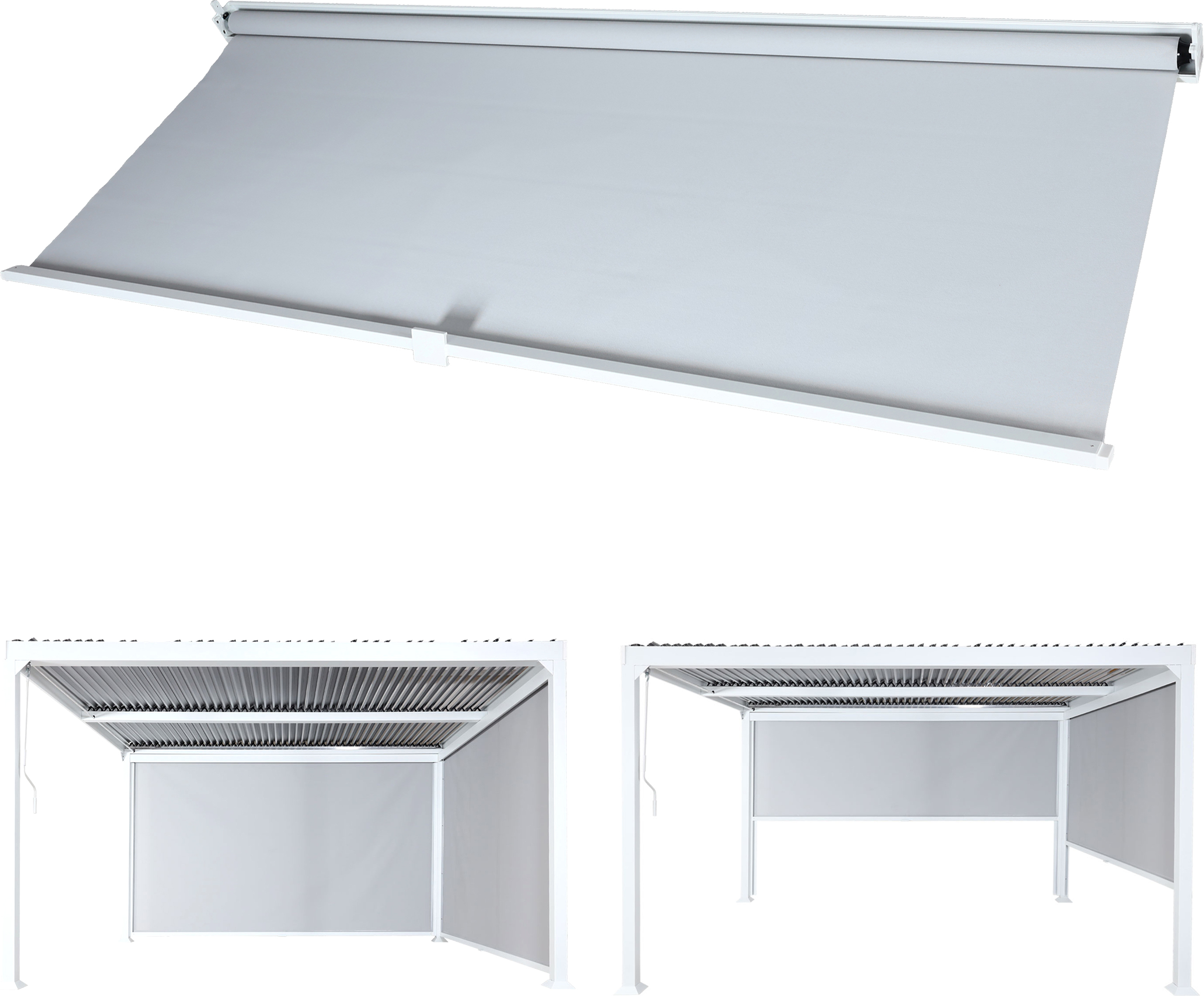 Seitenwand für Pergola MCW-L41, Pavillon Rollo Ersatzseitenwand, Stoff/Textil 3x3,7m weiß