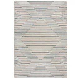 TEPPICH Waschbar RIDGE, geometrisch, Blau-Beige, 194 x 290 cm