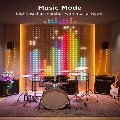 Combo Retail Shop Smart Curtain Light USB, DIY App Remote Control, Music Sync Christmas Holiday Party Decor 3mx3m 400leds
