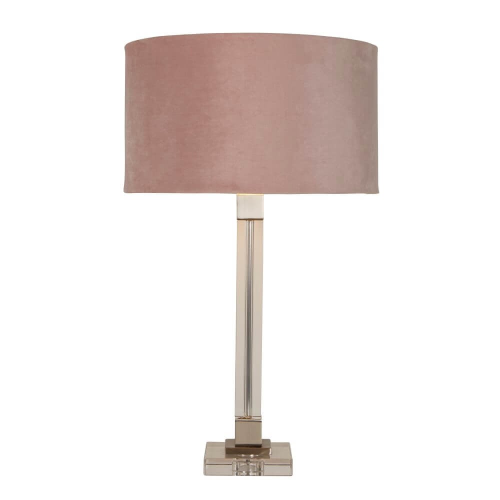 Searchlight Design tafellamp Scarborough goud met roze kap