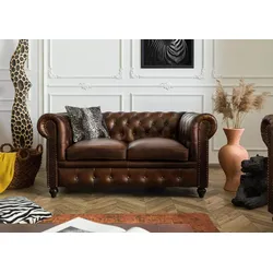 Sofa 2-Sitzer Echtleder 158x82x75 braun CHESTERFIELD #102