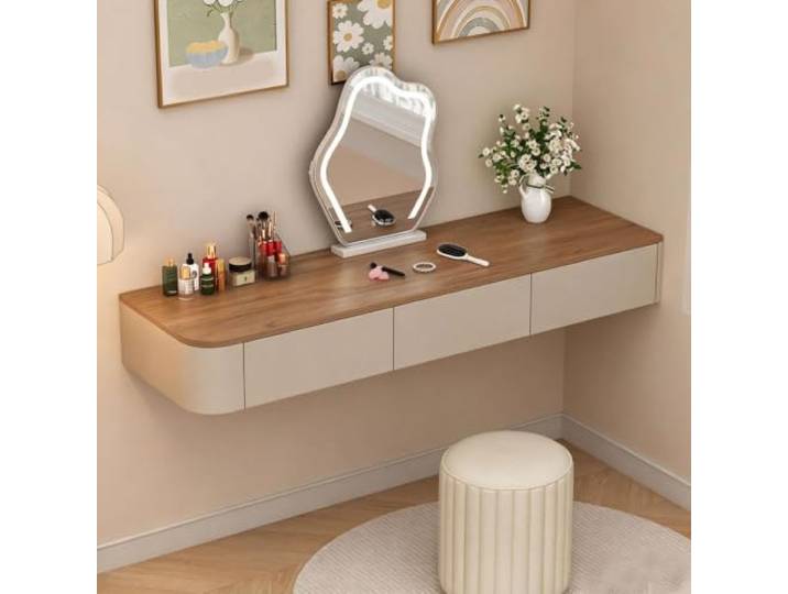 CTSSWMWY Wandmontierter Schwebender Schminktisch Marmor Nur Tisch Modern & Platzsparend,Mit Schubladen zur Aufbewahrung, Geeignet für Schlafzimmer Badezimmer(F,23.6*15.74*7.08IN)