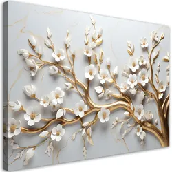 BILD Blattgoldbaum 3D 100x70cm