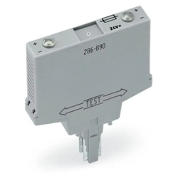 Wago 286-890 Bauteilmodul mit Sicherung,für Feinsicherung 5 x 20 mm,Nennspannung AC/DC 24 V,grau 286890