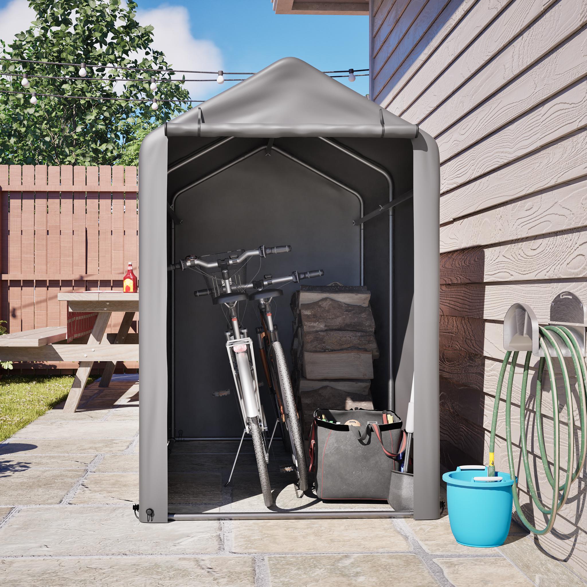 Fahrradgarage 187x100x160, Stahlgestell, wetterfestes Zelt, PE-Plane, für Fahrrad & Gartengeräte