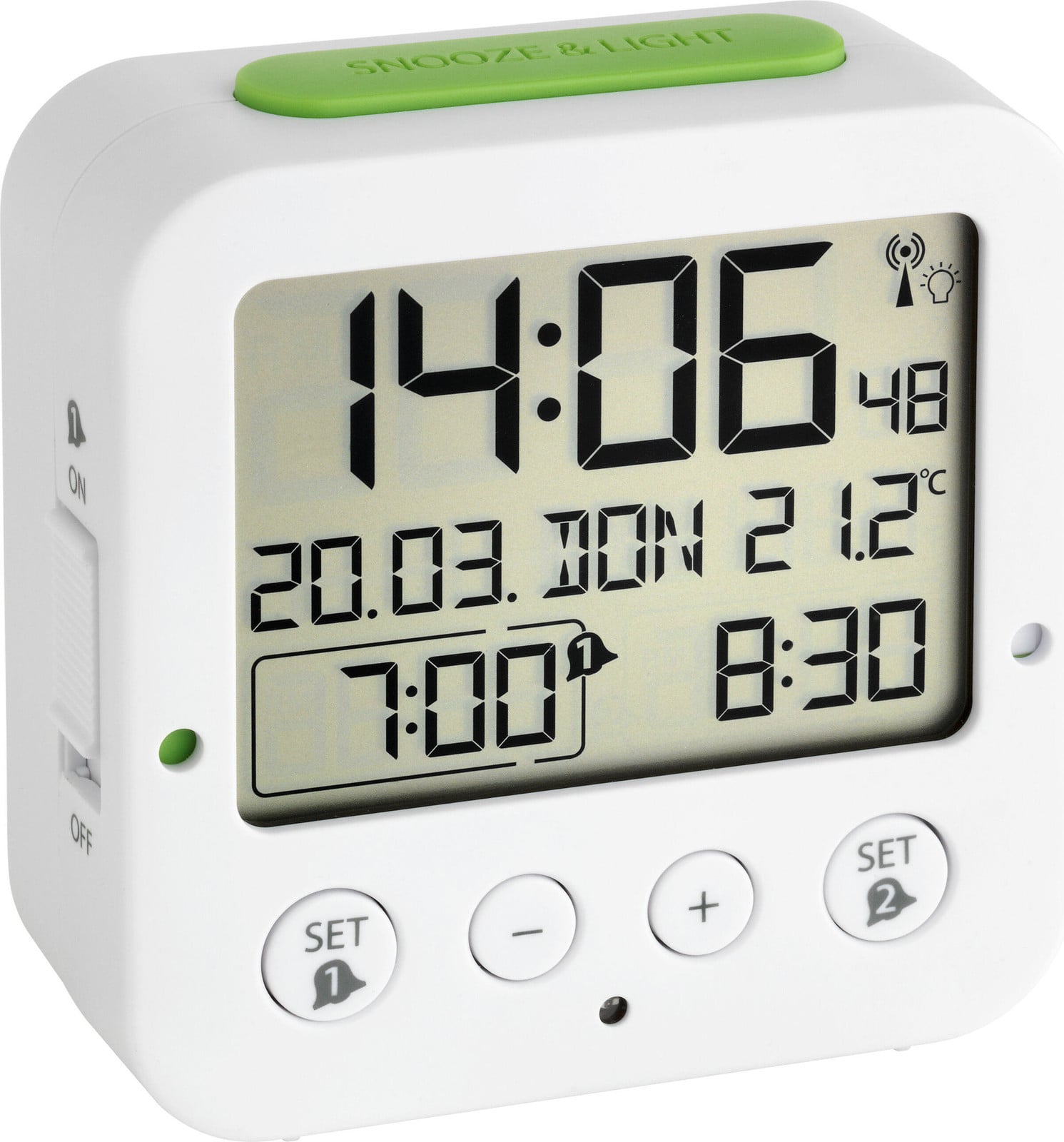 TFA Dostmann Bingo Draadloze Wekker met Temperatuur, Wit