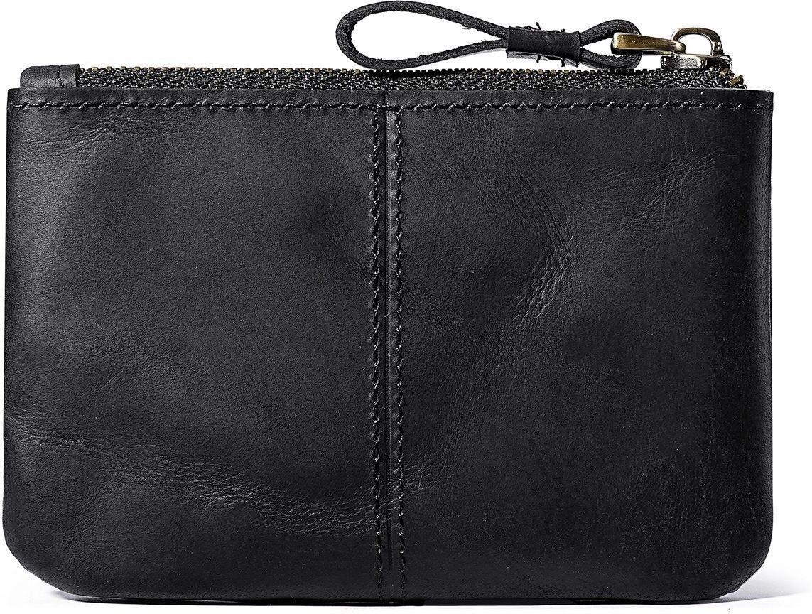 INF Portefeuille court vintage en cuir Crazy Horse pour homme - Texture mate, mince noir, 12cm x 8.5cm