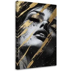 WANDBILD frauengesichtsporträt mit goldenem glamour
