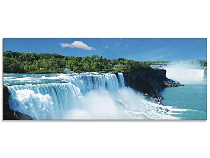 ARTland Wanddeko Glasbilder Wandbild Glas Bild einteilig 125x50 cm Querformat Natur Landschaft Wasserfall Niagara Fälle Dschungel Urwald Blau T5SG