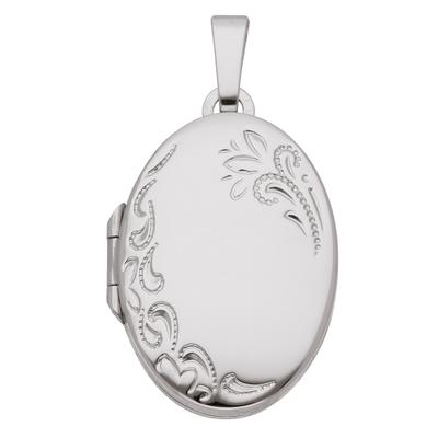 Kettenanhänger ADELIA´S "375 Weißgold Medaillon Anhänger", silber, Schmuckanhänger, Damen, Gold, Kettenanhänger, Weißgoldschmuck für Damen