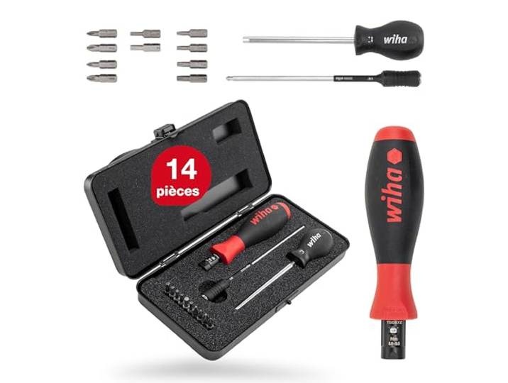 Wiha 2852S10 TorqueVario-S Torque Screwdriver Set 13 Piece (26893) TorqueVario®-S\, Pozidriv TORX® hex Phillips I with adjustment tool I ergonomic screwdriver handle